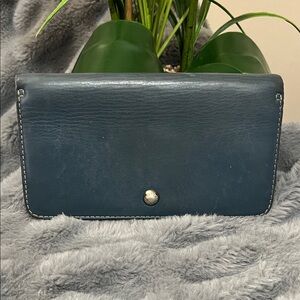 Bally Vintage Blue Leather Wallet with Silver Accent GUC retail $395